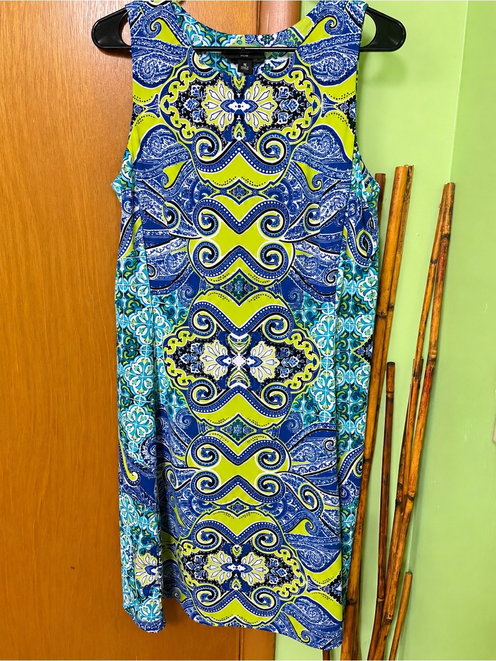 Source Unknown Blue and Yellow Paisley-Print Midi Dress